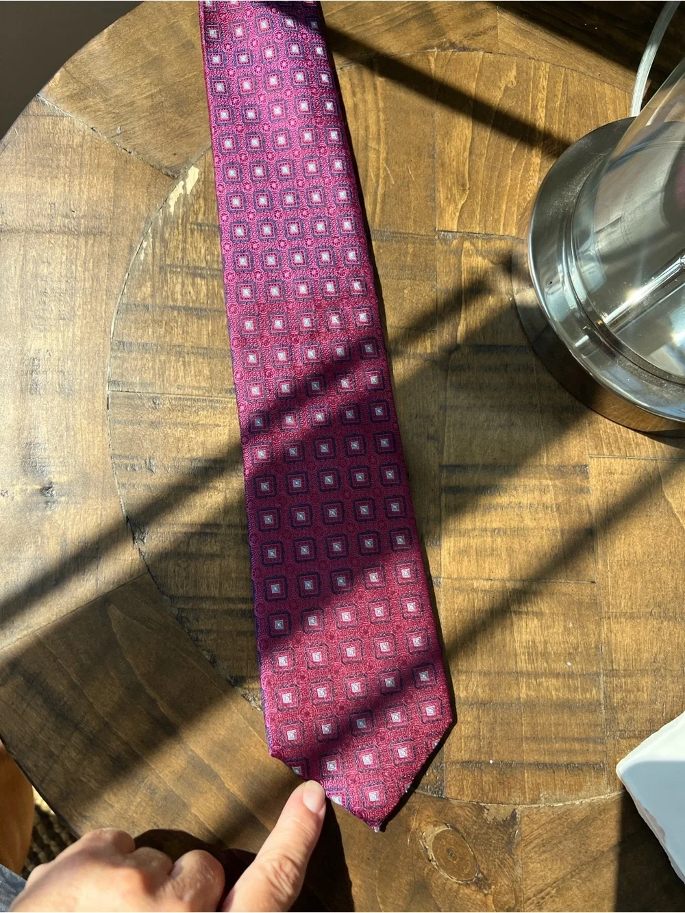 Classic Burgundy Square-Pattern Tie